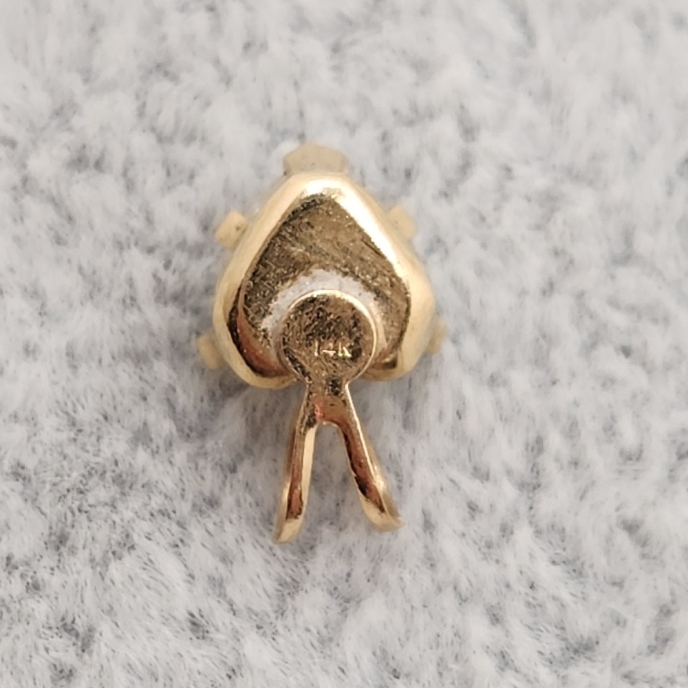 Dainty 14k Yellow Gold Heart CZ Solitaire Pendant 0.55g Fine Jewelry Minimalist - Picture 4 of 8